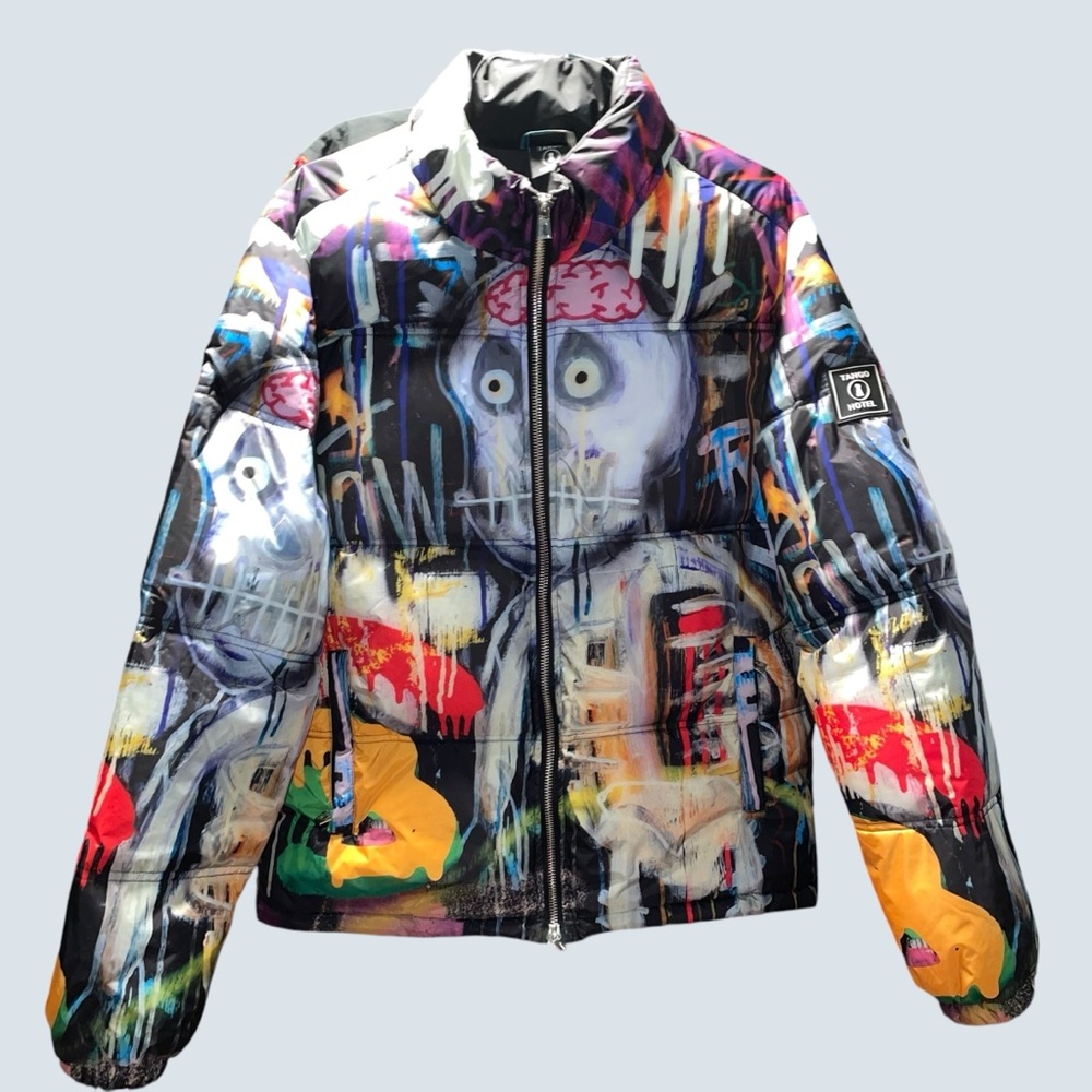 Tango Hotel ABH Skull Drip Puffer Jacket!  Medium - Like New!